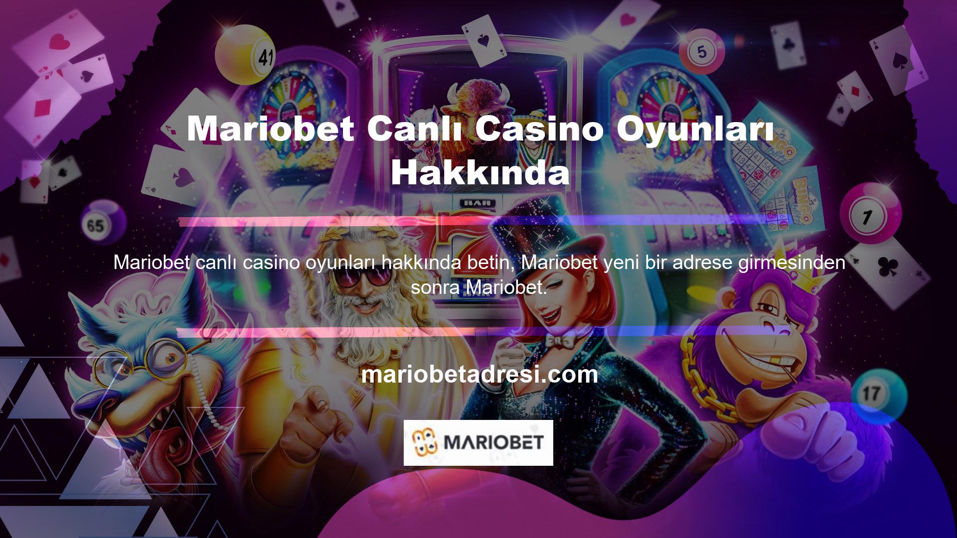 com olarak yoluna devam edecek ve Mariobet Canlı Casino ve Canlı Oyunlar bölümüne yeniden açılacak ve kullanıcılara oyun oynama olanağı sunan bir çevrimiçi bahis sitesidir