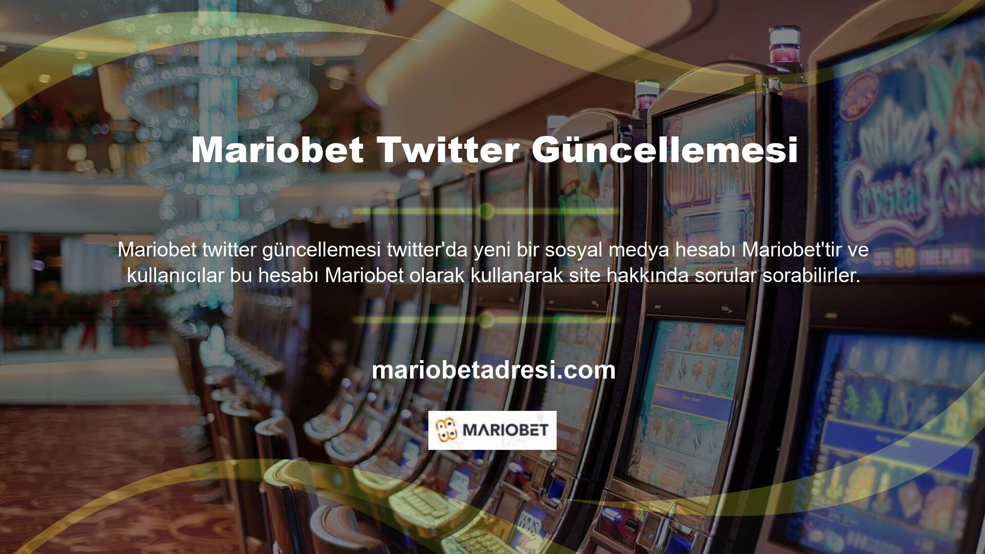 Mariobet için yeni bir Twitter adresi